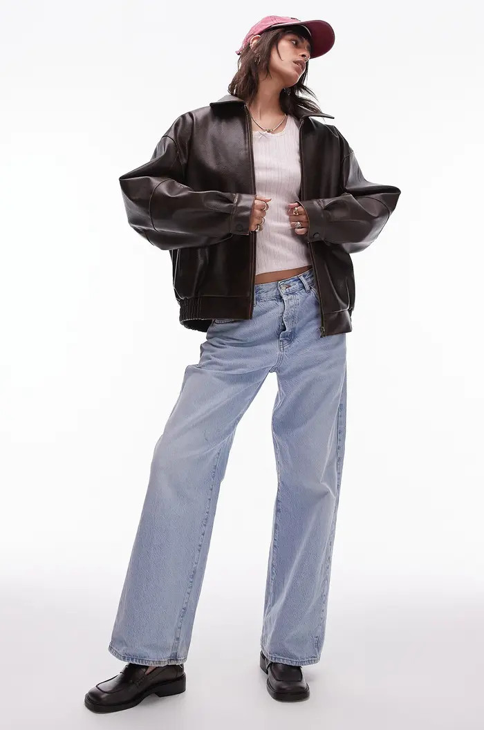 Topshop Oversize Faux Leather Bomber Jacket | Nordstrom | Nordstrom