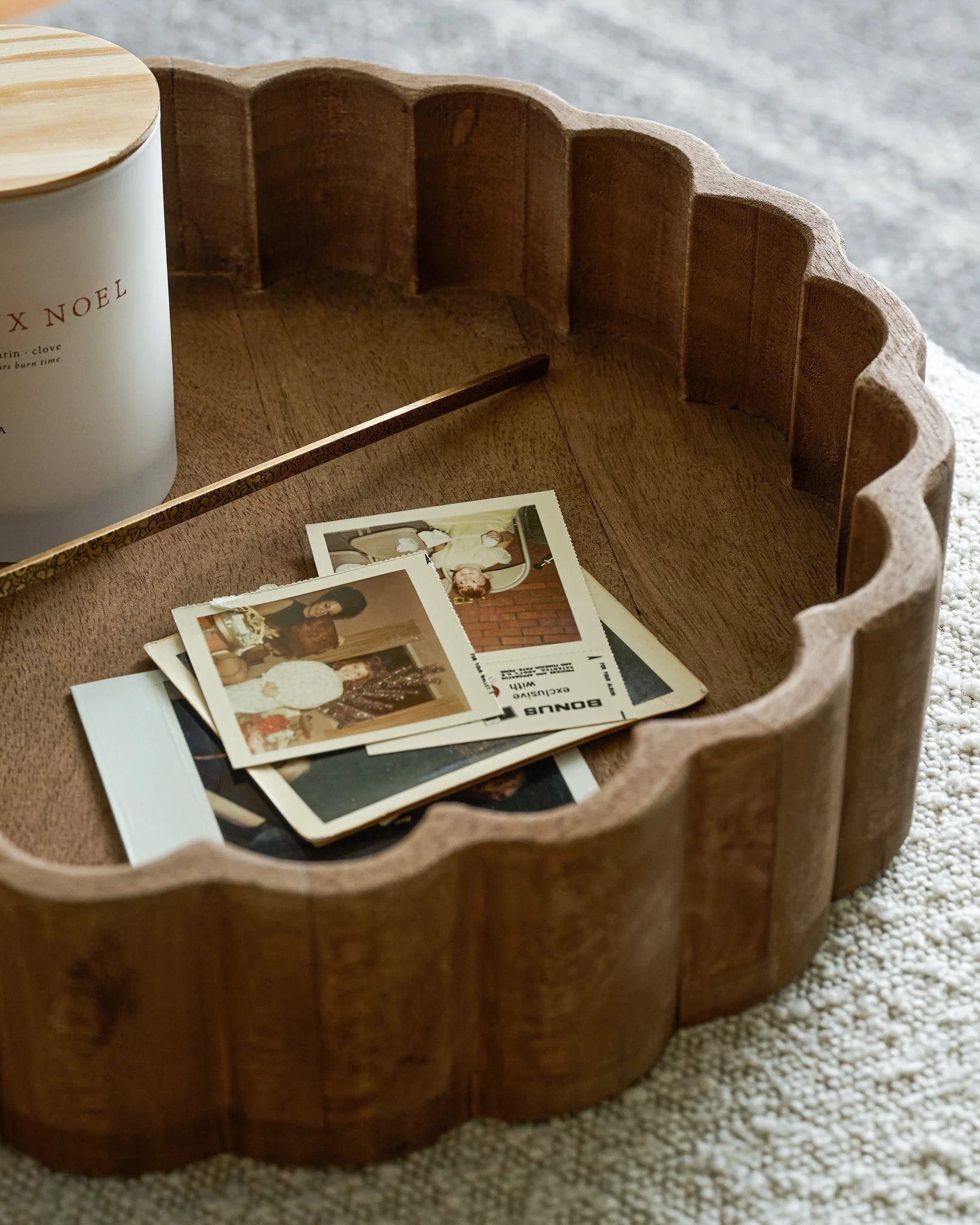 Antiqued Wood Scalloped Tray | Magnolia