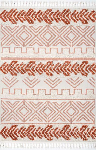 Rust Banded Shag Area Rug | Rugs USA