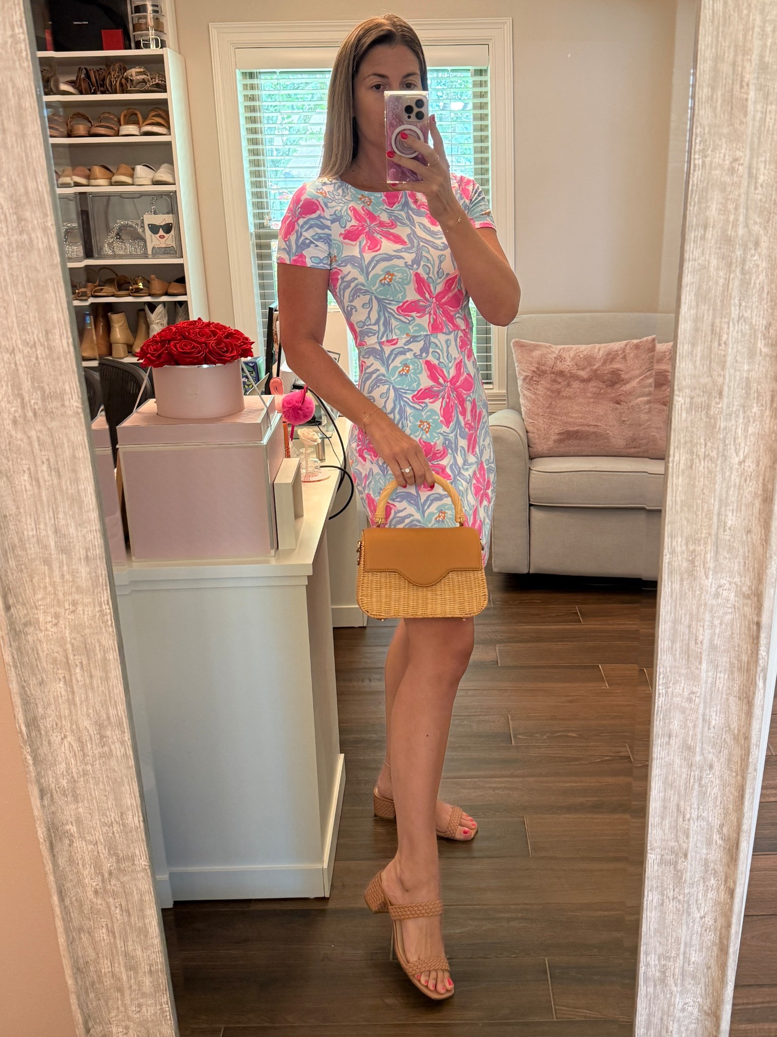 Summer florals + neutral sandal + wicker handbag could easily be a go to formula this season. Go ahead and try it!

Dress runs TTS. Wearing a size S.

#LTKItBag #LTKOver40 #LTKStyleTip