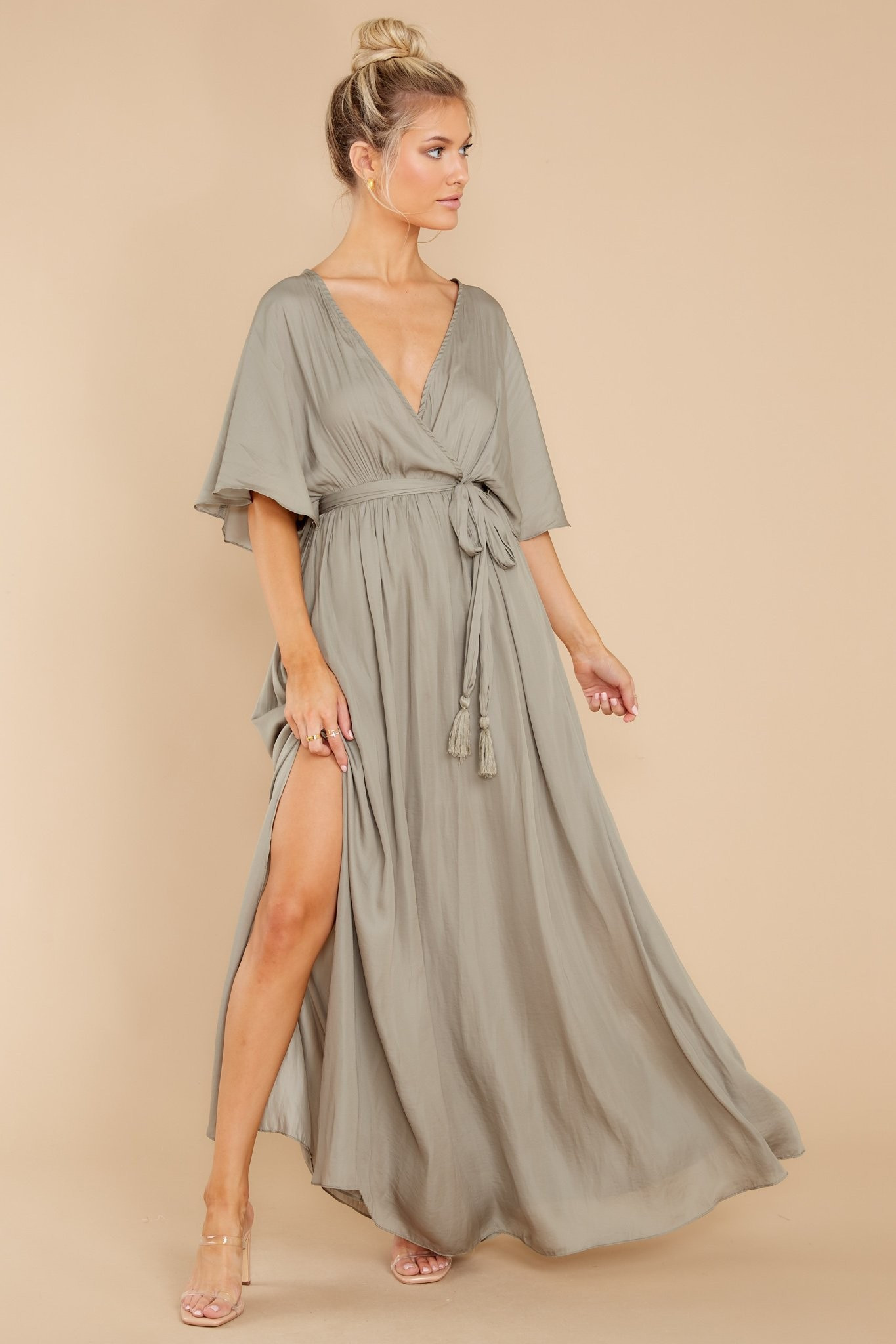 Cross My Heart Moss Green Maxi Dress | Red Dress 