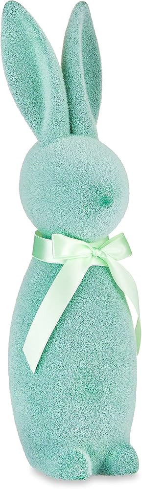 Grainarain 16 in. Mint Flocked Bunny Easter Decoration | Amazon (US)