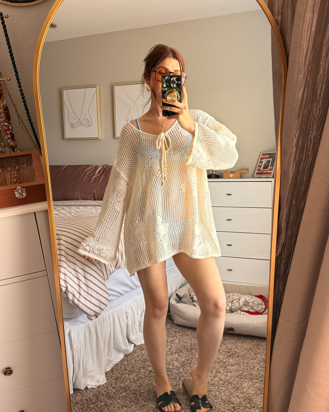 Crocheted bell long sleeve swim cover shirt, but I sized up to make it a dress - size M.
Black and brown Sandals - size down half a size.

Summer outfits, summer dresses, beach vacation outfits, vacation outfits beach

#LTKSeasonal #LTKPetite #LTKootd