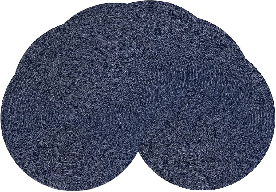 SHACOS Round Placemats Set of 6 Washable 15 inch Round Table Mats Cotton Polyester Woven Braided ... | Amazon (US)