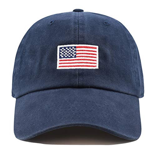 USA Flag & Embroidery Premium 100% Cotton Low Profile Adjustable Baseball Dad Cap (Flag-Navy) | Amazon (US)