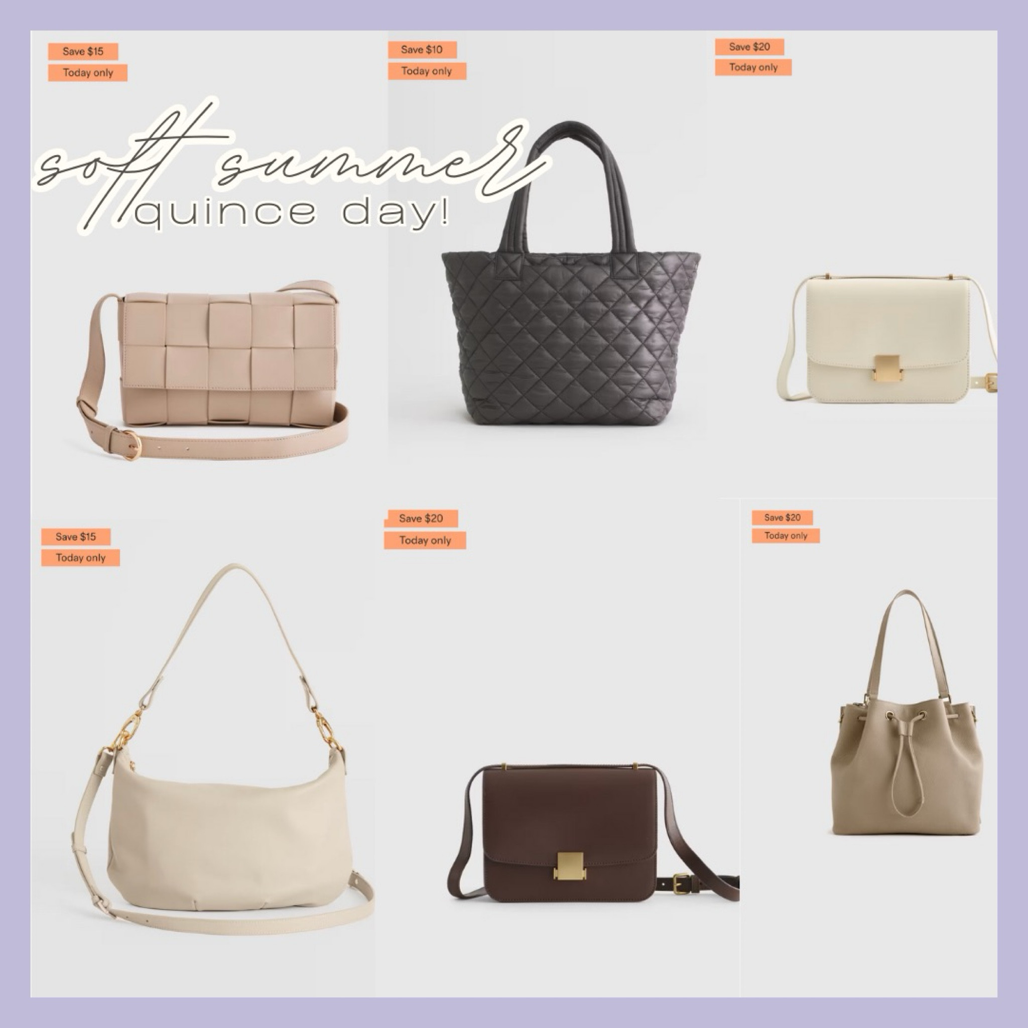 It’s Quince Day 🎉

Personally celebrating because this is my all time favorite place to shop for staples!

Here are a few soft summer purse options I’m eyeing!

#quinceday #softsummer #softsummerseason