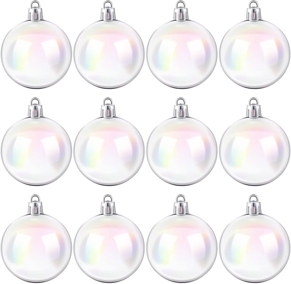 Jutom Iridescent Ornaments Plastic Clear Bubble Hanging Ornaments Balls Bulk Wedding Decorative H... | Amazon (US)