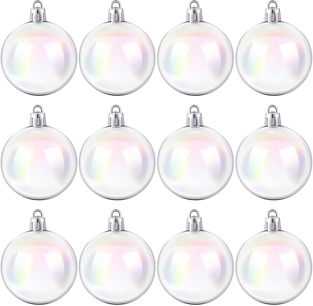 Christmas Iridescent Ornaments Balls Plastic Iridescent Ornaments Clear Ornaments Small Iridescen... | Amazon (US)