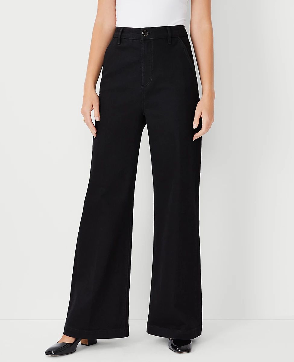 High Rise Trouser Jeans in Washed Black | Ann Taylor (US)