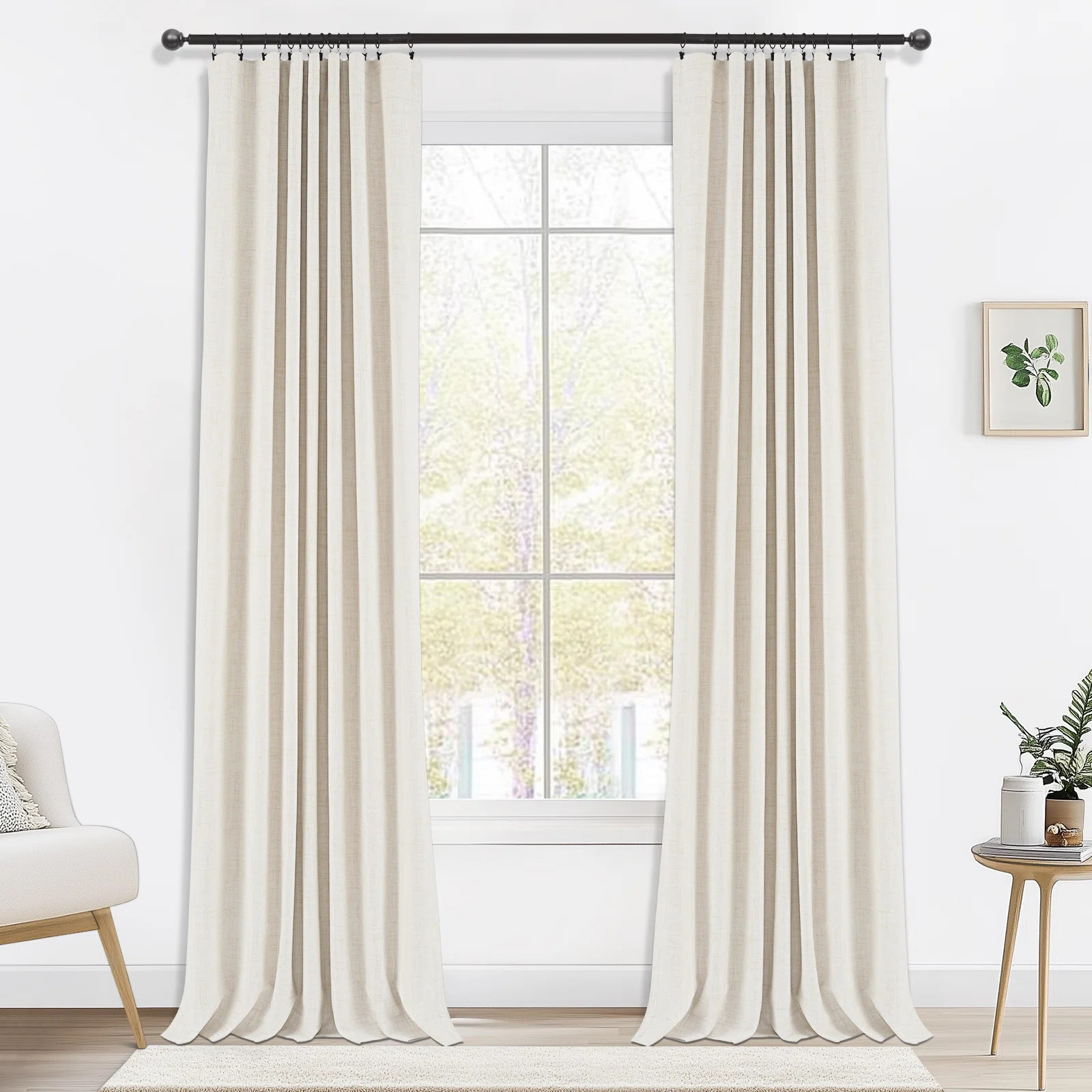 Wade Logan® Birglinde Faux Linen Textured Thermal 100% Blackout Curtains for Bedroom Living Room... | Wayfair North America