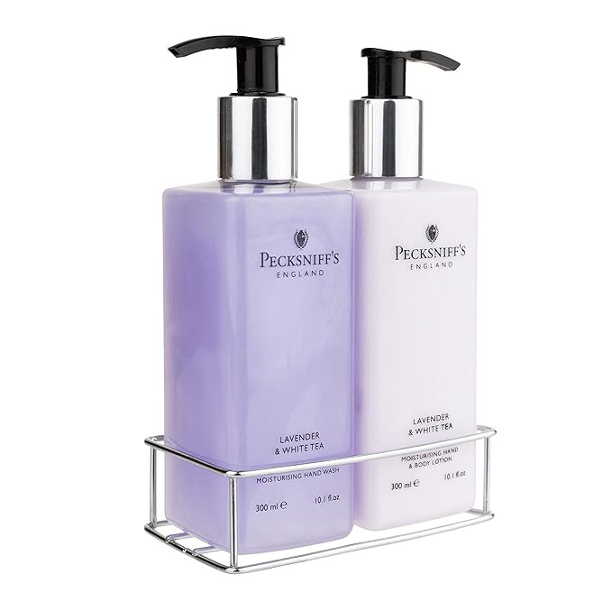 Pecksniffs Luxury Bath Gift Set, Lavender and White Tea Moisturizing Hand Soap and Body Lotion Se... | Amazon (US)