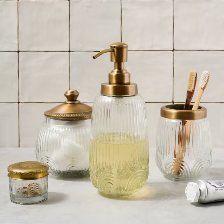 Etched Glass and Brass Soap Dispenser | Magnolia