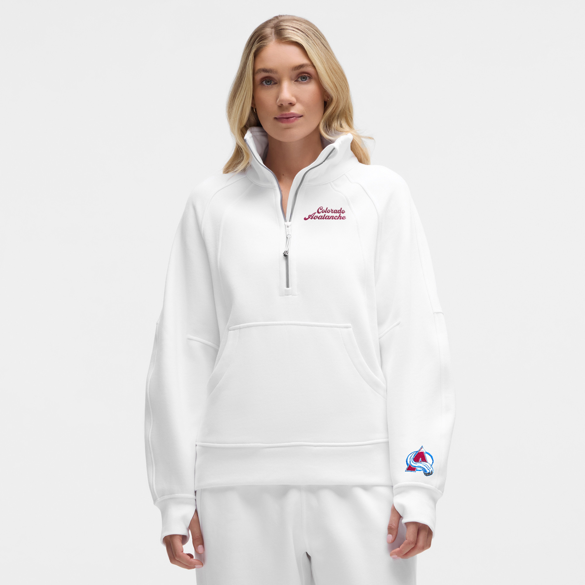 Women's lululemon  White Colorado Avalanche Long Scuba Oversized Half-Zip Funnel Neck | Fanatics