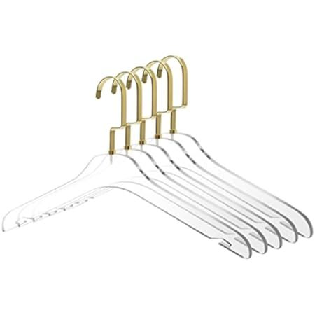 Quality Clear Acrylic Lucite Coat Suit Hangers – 5-Pack, Stylish Clothes Hanger with Matte Gold Hook | Amazon (US)