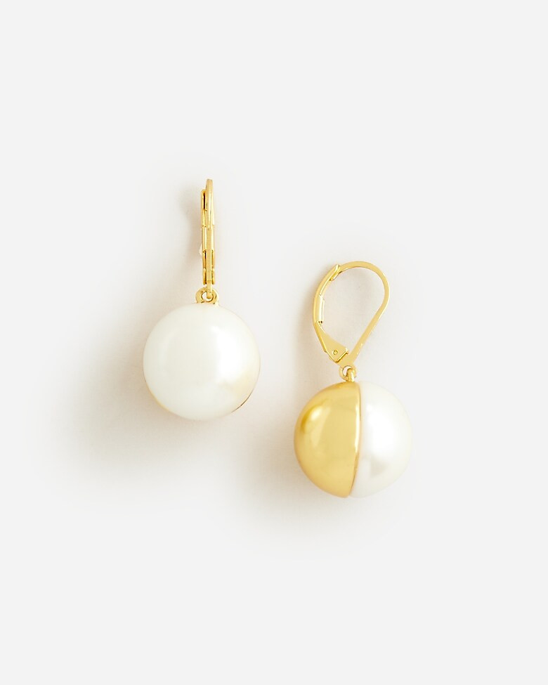 Pearl and gold metal earrings | J. Crew US