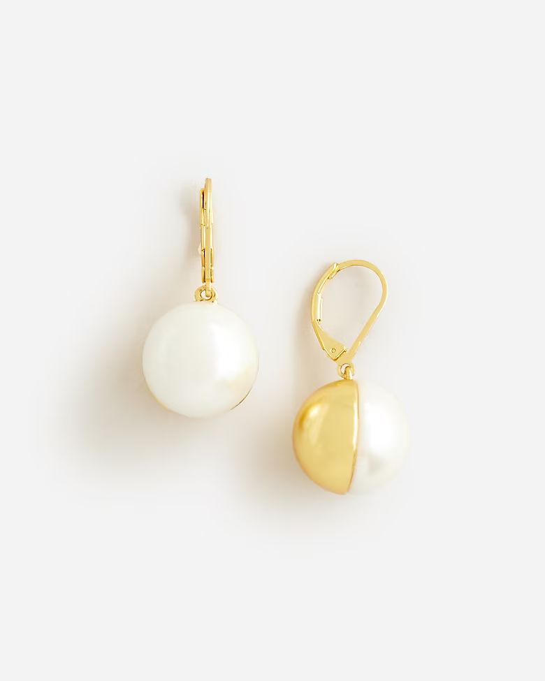 Pearl and gold metal earrings | J.Crew US