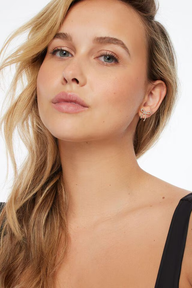 Mini Gem Bow Earrings | Dynamite Clothing