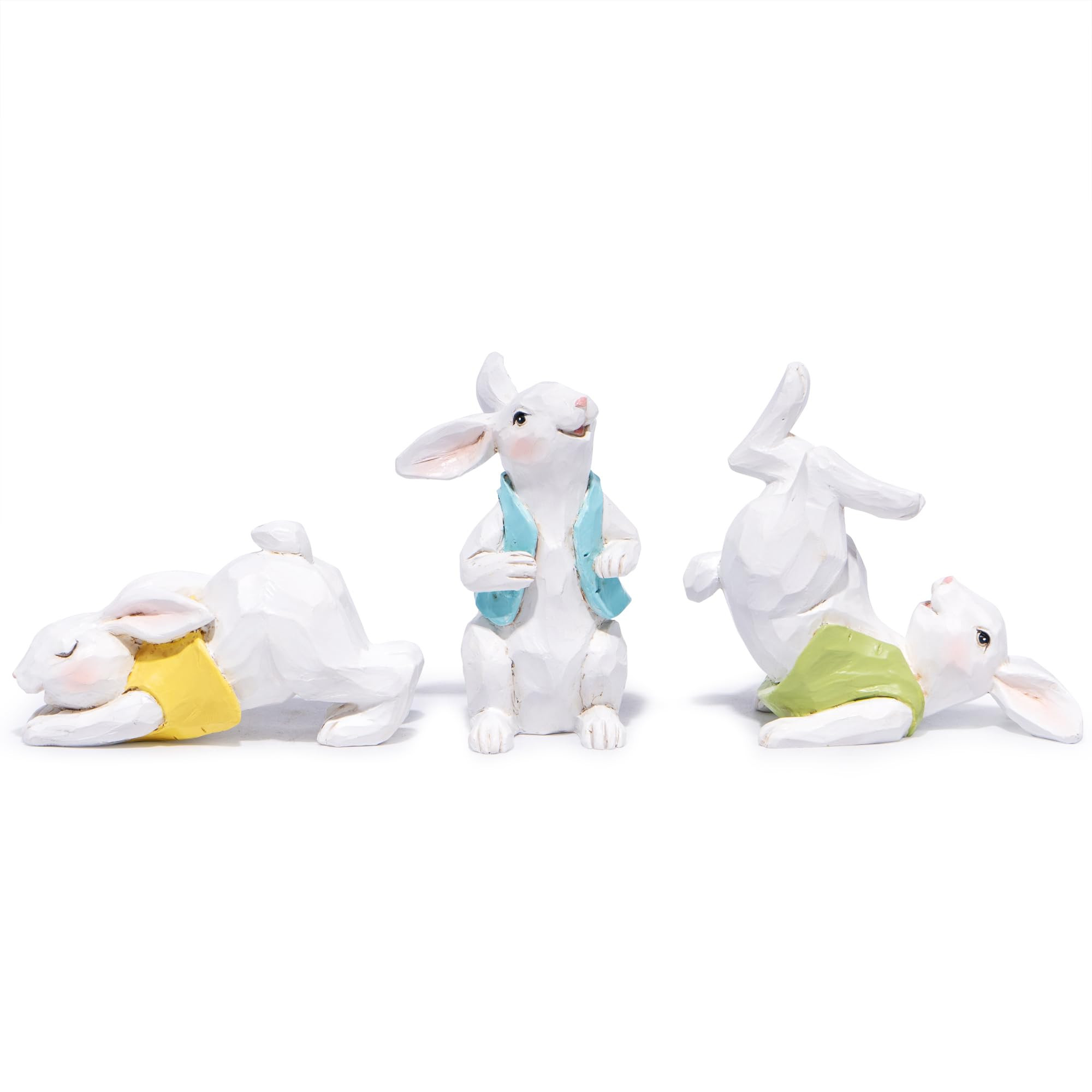 Hodao Hand-Carved Easter Bunny Decorations Set - 3 Wooden Bunny Figurines, Perfect for Spring Hom... | Amazon (US)