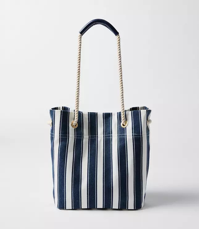 Striped Canvas Bucket Bag | LOFT
