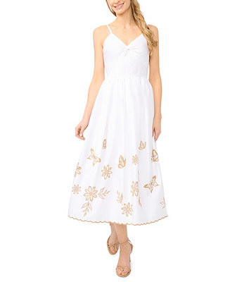 Women's Twist V-Neck Cotton Midi Dress | Macy's