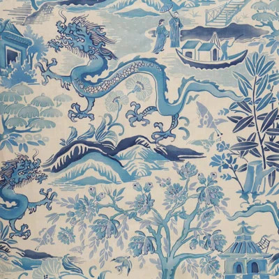 Gardens of Chinoise Fabric in Porcelain Blue | Wayfair North America