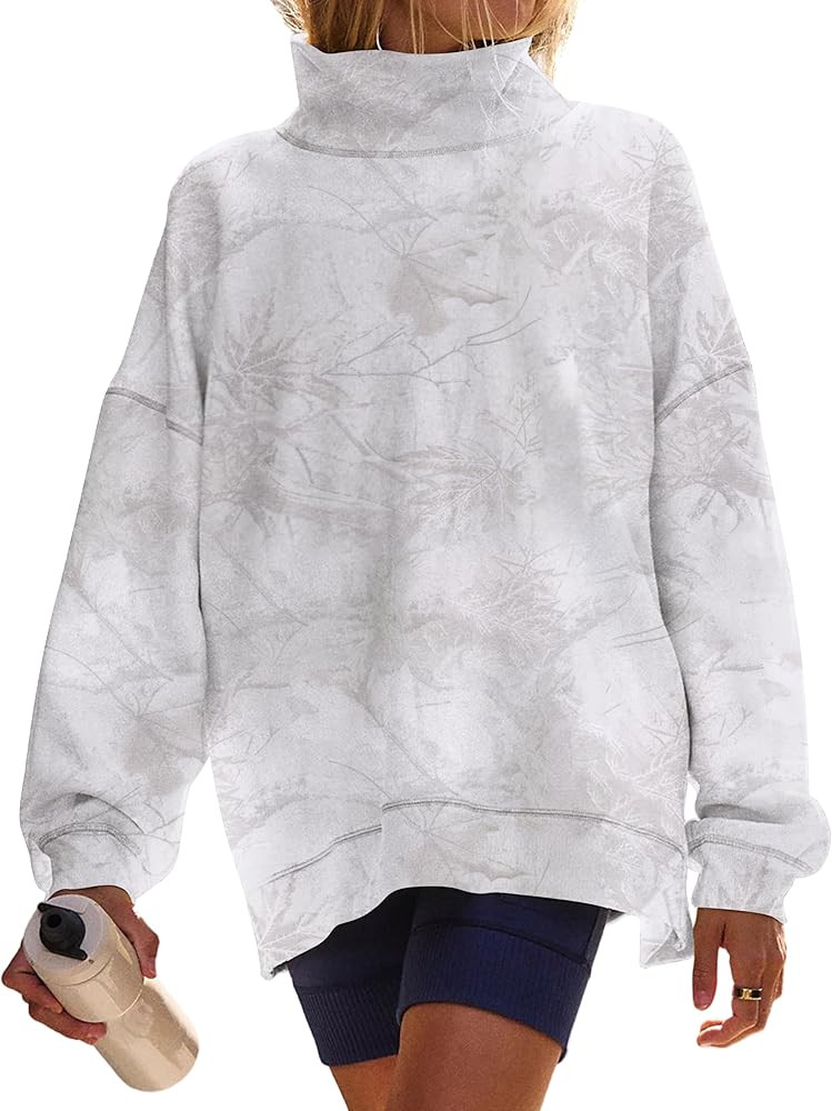 Womens Mock Neck Sweatshirts Oversized Fleece Turtleneck Long Sleeve Loose Fit Drop Shoulder Pull... | Amazon (US)