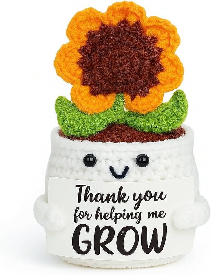 Teacher Appreciation Gifts – Handmade Crochet Sunflower Pot Thank You Gifts for Women - Thanksg... | Amazon (US)