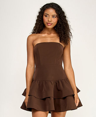 Women's Strapless Drop-Waist Tiered Mini Dress | Macy's