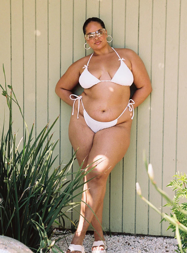 Jenner Tie Side Ruched White Anglaise Bikini Bottom Curve | Princess Polly US