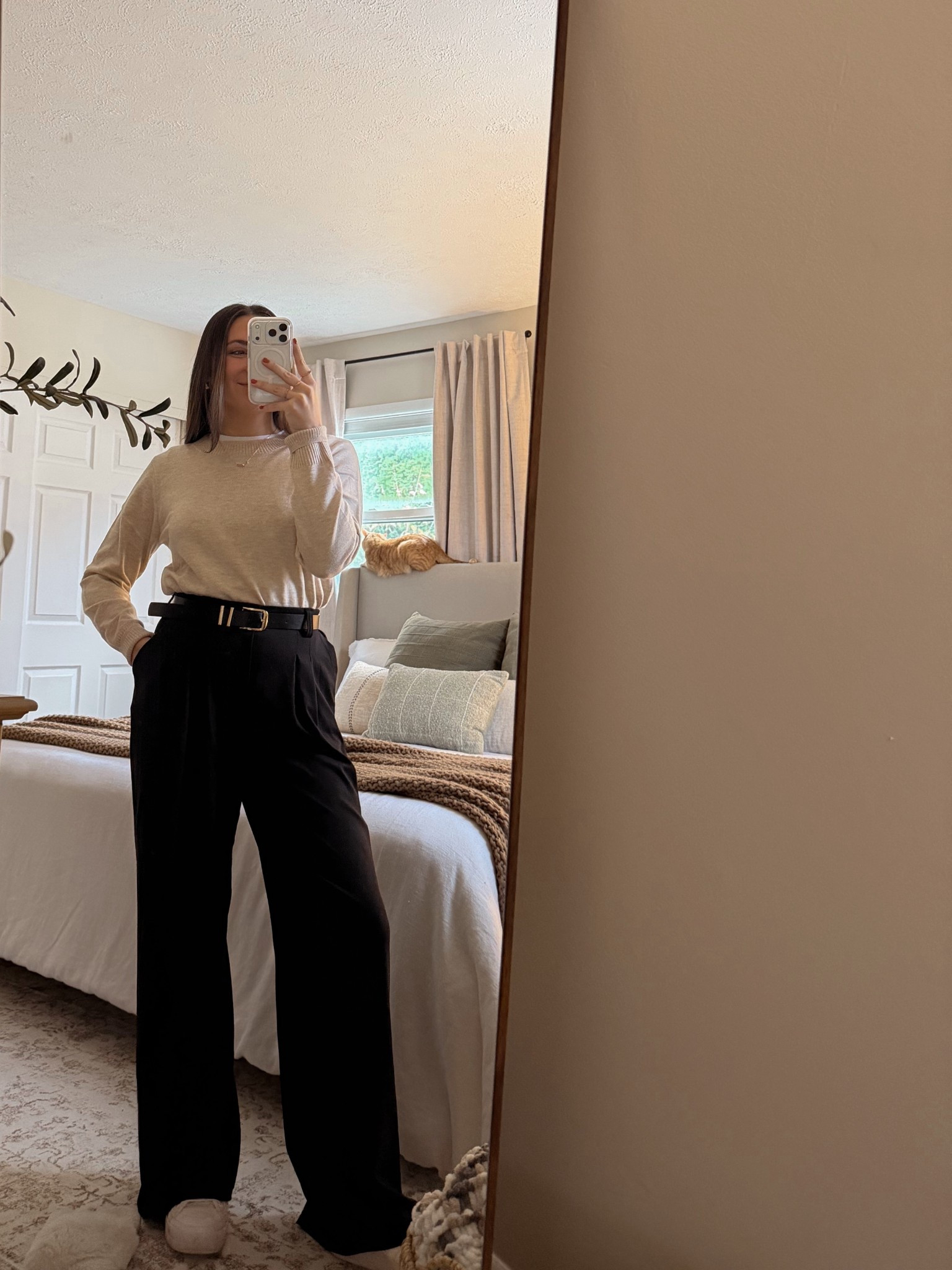 Wearing a medium in the sweater & small/tall in the pants!