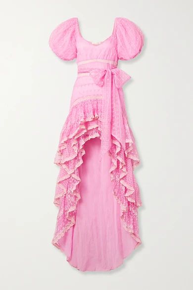 LoveShackFancy - Cayden Crochet-trimmed Embroidered Silk-organza And Tulle Maxi Dress - Pink | NET-A-PORTER (US)