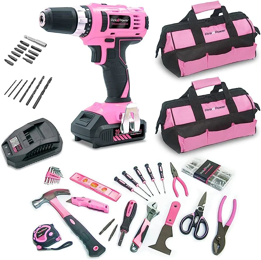 Pink Power Pink Drill Set for Women - Home Tool Kit for Women w/ 20V Cordless Drill Driver Electr... | Amazon (US)