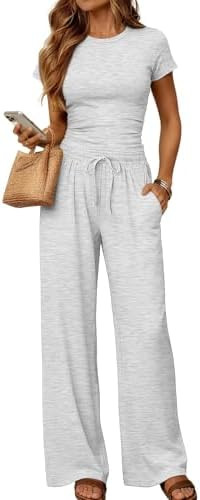 LILLUSORY Lounge Sets for Women 2 Two Piece Matching Sweat Set Workout Sweatsuit Airport Travel O... | Amazon (US)