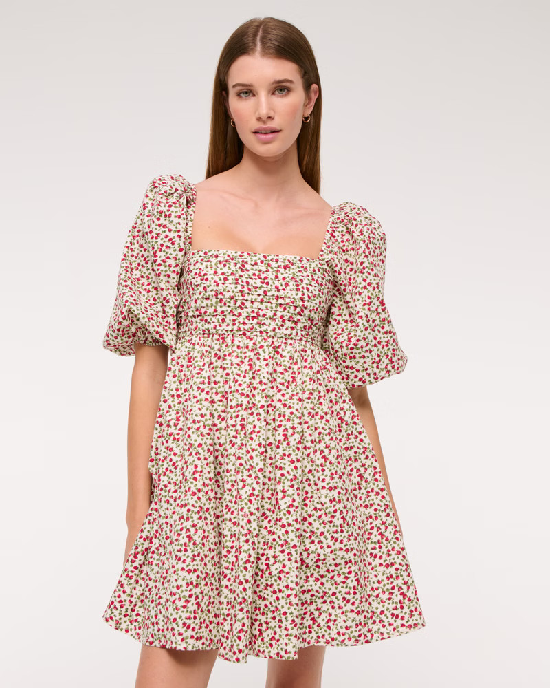 The A&F Emerson Poplin Puff Sleeve Mini Dress | Abercrombie & Fitch (US)