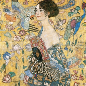 Giant Art 54x54 Woman with Fan Fine Art Giant Canvas Print in Multi-Color | Homesquare