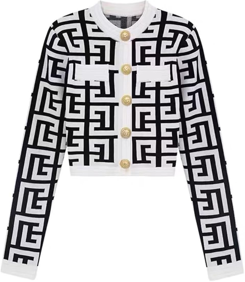 Ladies Long Sleeve Short Ribbed Knit Sweater Women Cardigan | Amazon (US)