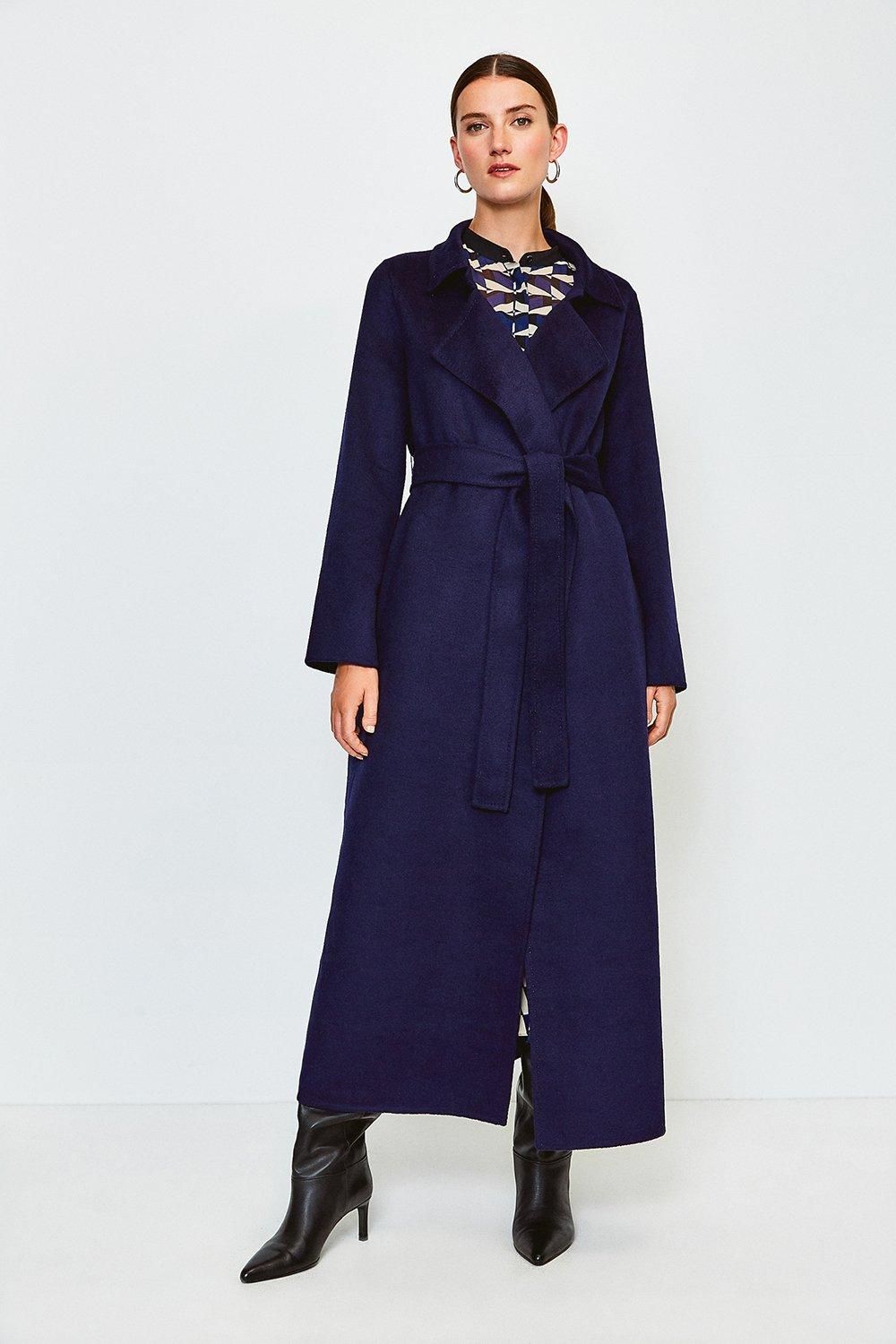 Wool Blend Maxi Hand Finished Coat | Karen Millen UK & IE