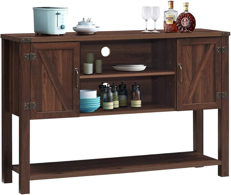 Tangkula Console Table Buffet Table, Modern Sideboard with Storage Cabinets and Bottom Shelf, Con... | Amazon (US)
