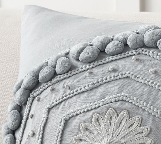 Pom Pom Embroidered Pillow Covers | Pottery Barn (US)
