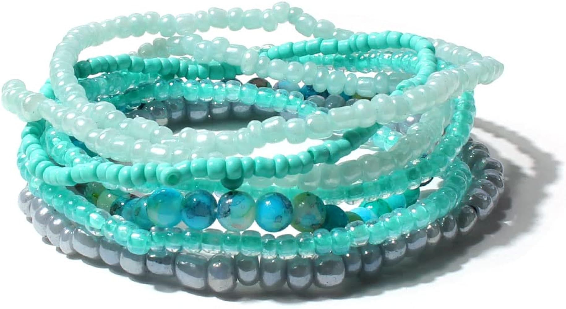 Pingyongchang Stackable Multi Layer Bohemian Bead Bracelet For Women Girls Handmade Colorful Bead... | Amazon (US)