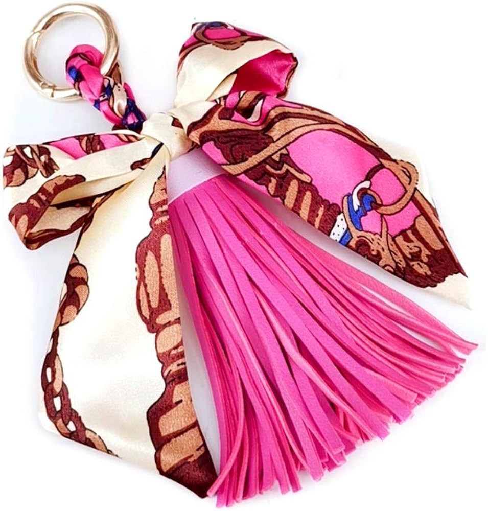 QTMY Silk Ribbon Bow Tassel Bag Pendant Charm Keyring Keychain for Women Purse Handbag Decor | Amazon (US)