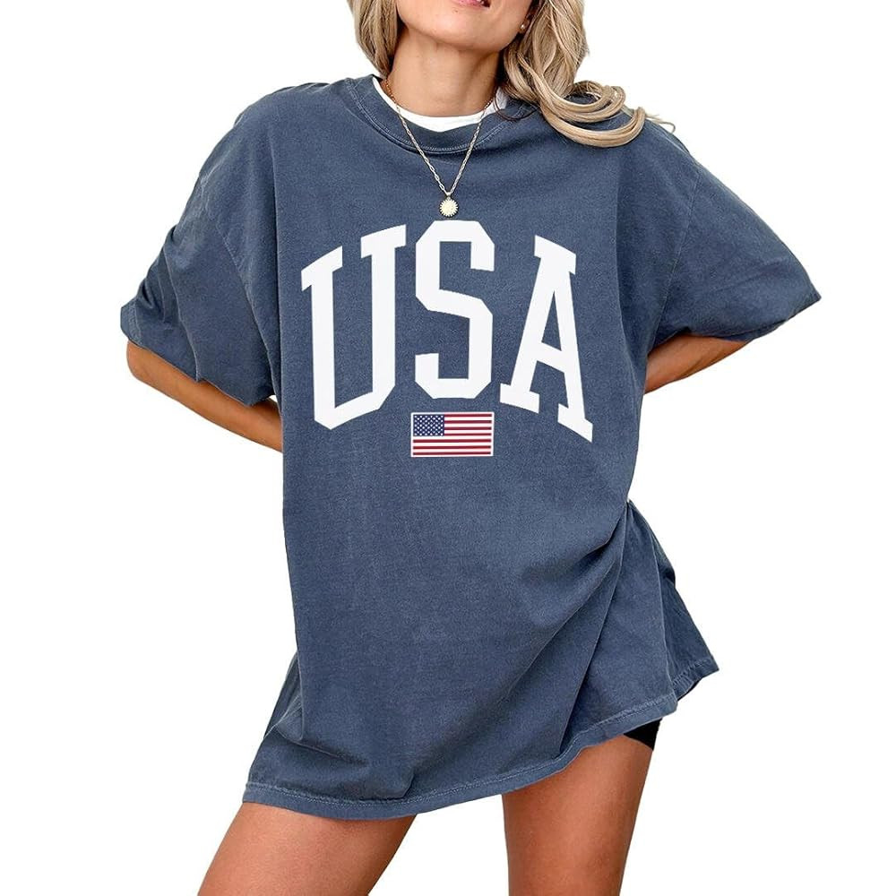 USA T-Shirt for Men, Women, Unisex - Vintage American Flag Graphic Tee - Patriotic Short Sleeve C... | Amazon (US)