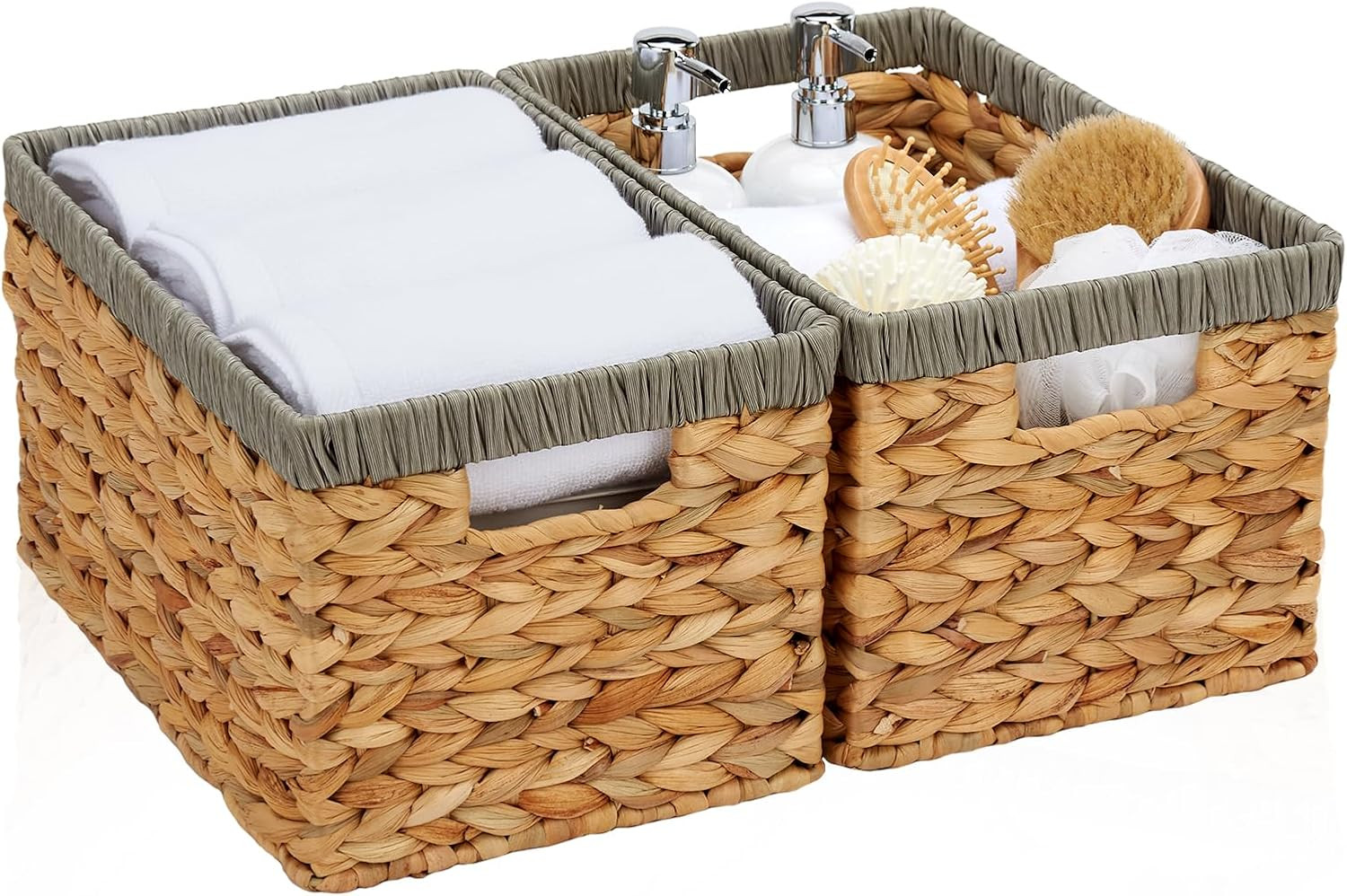 Wicker Storage Basket, Water Hyacinth Storage Baskets with Built-in Handles, Large Wicker Baskets... | Amazon (US)