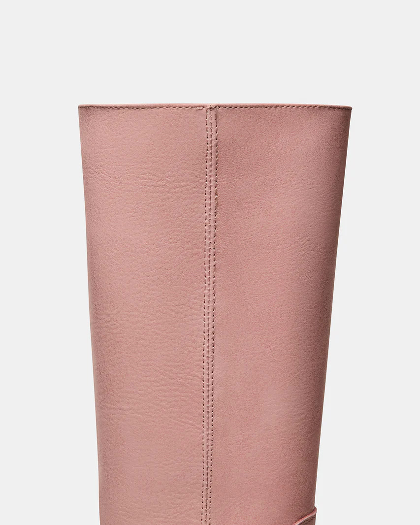 RIGGS Pink Leather Square-Toe Women's Boot | Steve Madden (US)
