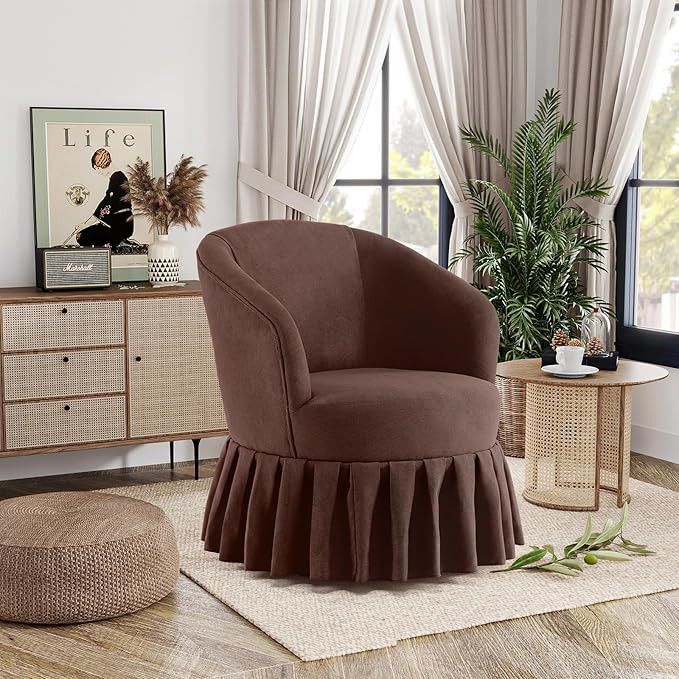 Hommoo Swivel Accent Chair Armchair for Living Room Bedroom Comfy Linen Fabric Round Barrel Chair... | Amazon (US)