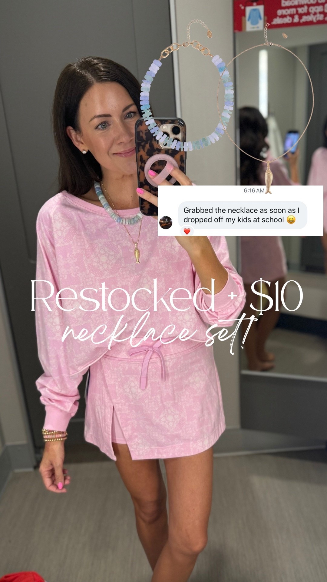 $10 necklace set RESTOCKED! Wear together or on their own—the quality is fabulous!!! 
•medium pullover
•skort in a small

#LTKmomlife #LTKSeasonal #LTKootd