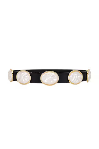 Lele Sadoughi Oval Pearl Station Belt in Jet from Revolve.com | Revolve Clothing (Global)