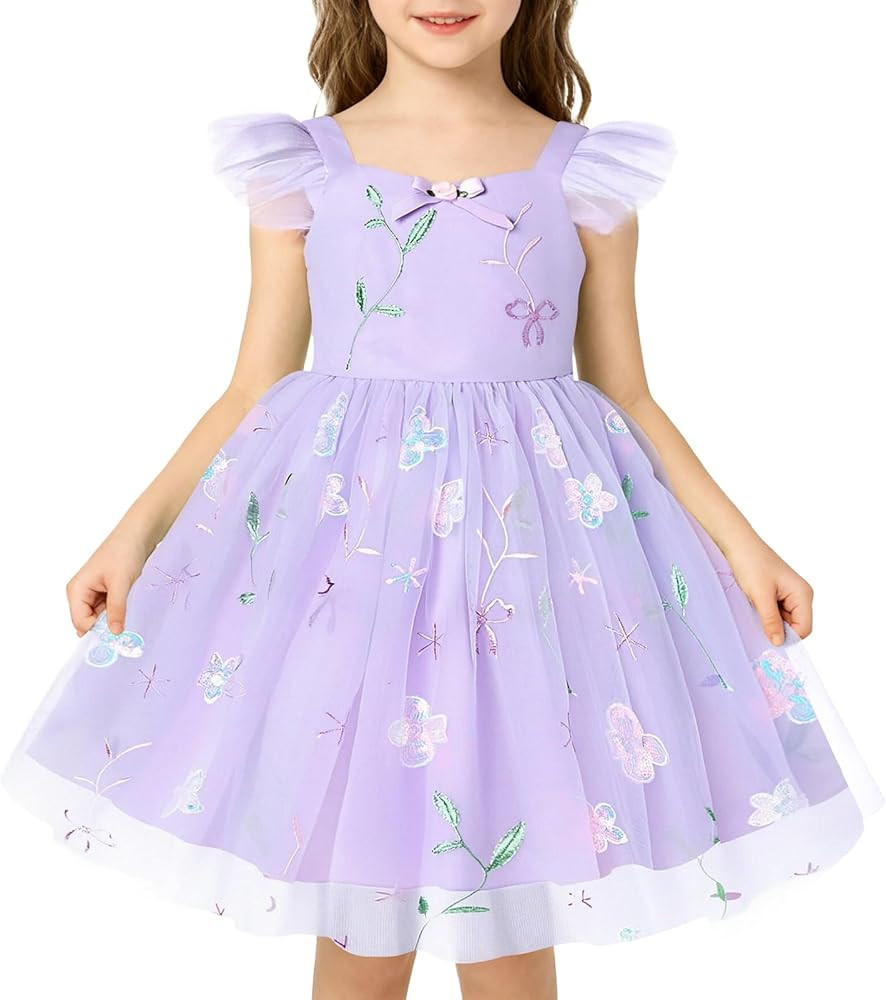 YALLET Toddler Dress Ruffle Sleeveless Girls Tutu Dress Flower Embroidery Smocked Back Cake Smash... | Amazon (US)