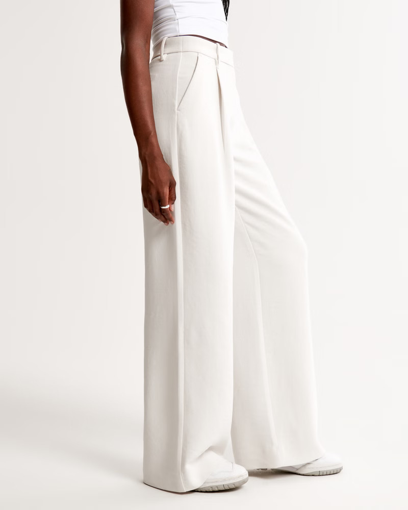 Premium Crepe Tailored Ultra Wide-Leg Pant | Abercrombie & Fitch (US)