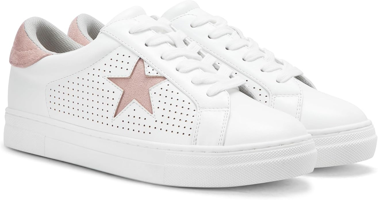 PARTY Women's Glitter Fashion Star Sneakers Low Top Platform Lace Up Comfortable Wedding Walking ... | Amazon (US)